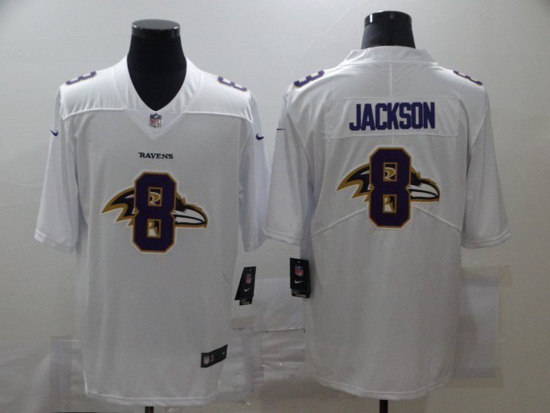 Men Baltimore Ravens 8 Jackson White shadow 2020 NFL Nike Jerseys